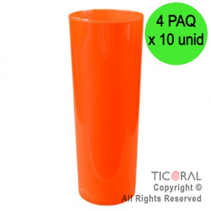 VASO TRAGO LARGO PP KV NARANJA 280CC (4 pack x 10 unid)